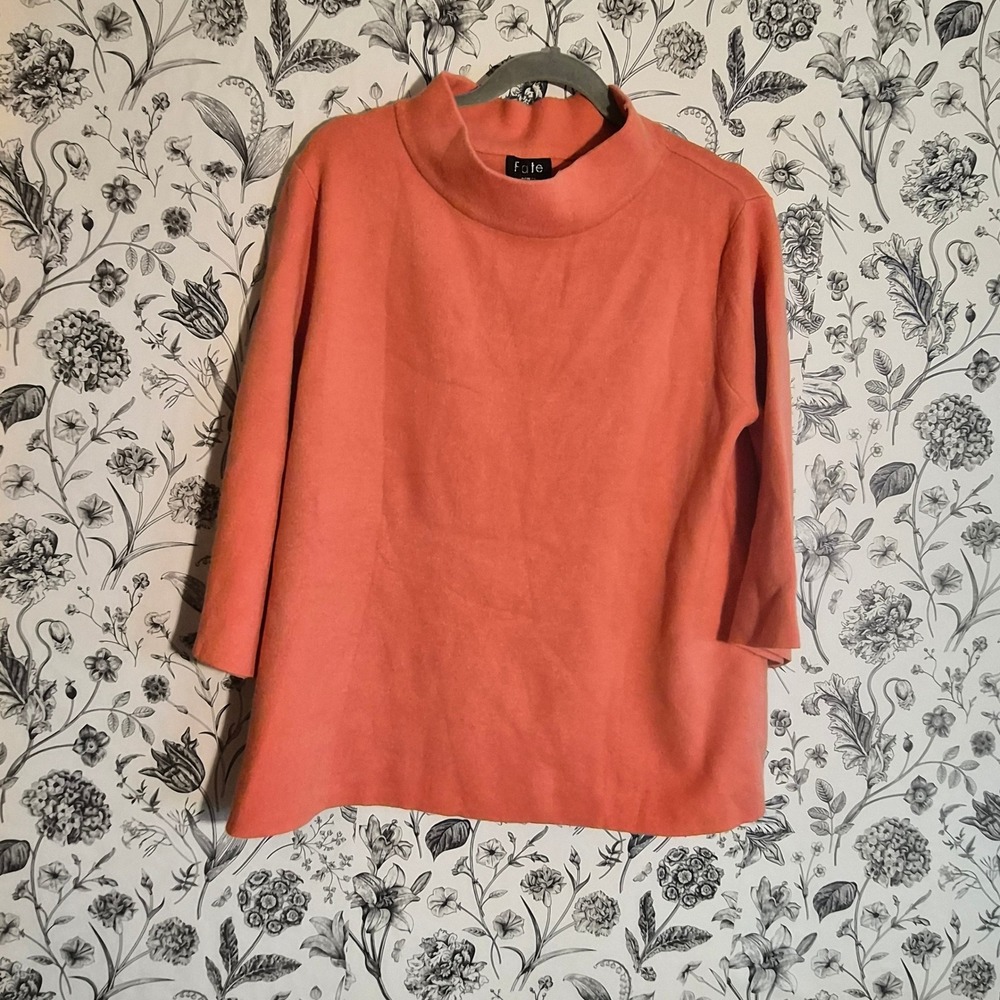 NWT Fate Womens Medium Orange Collins Mock Neck Bell Fall Fashion Boutique Chic